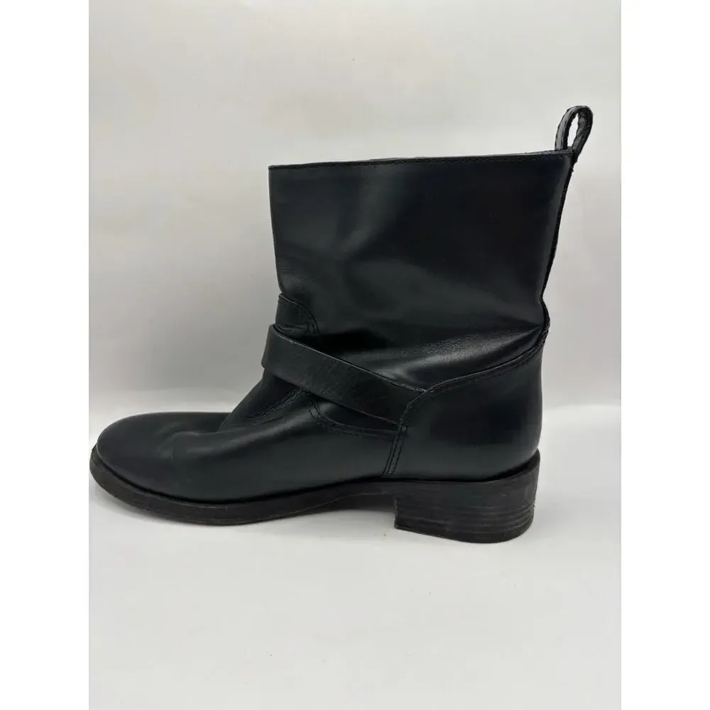 Tory Burch Bennie Moto Black Leather Boots Women Size 9